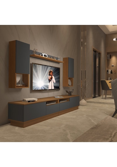 Decoraktiv Trendstyle 5220das Mdf Tv Ünitesi Tv Sehpası Ceviz - Antrasit