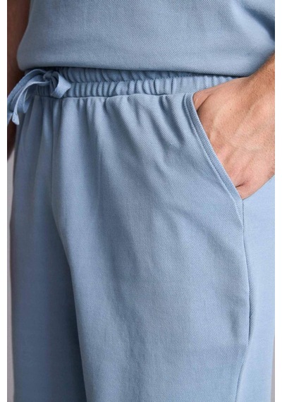 Defacto New Regular Fıt Kısa Kollu 2li Şort Tişört Pike Pijama Takım H5199ax26spbe299 Mavi-be299