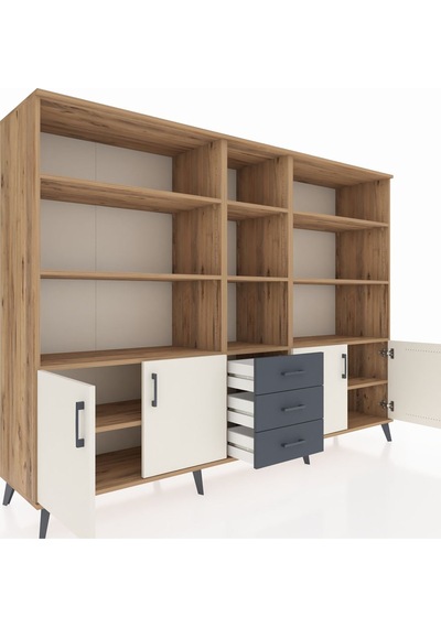 Hyperion Dolap 11 Raflı 3 Çekmeceli 4 Kapaklı 220x44x163 Çam-ayta Çam-aytaşı/antrasit Hyperion Dolap 11 Raflı 3 Çekmeceli 4 Kapaklı 220x44x163 Çam-ayta Çam-aytaşı/antrasit