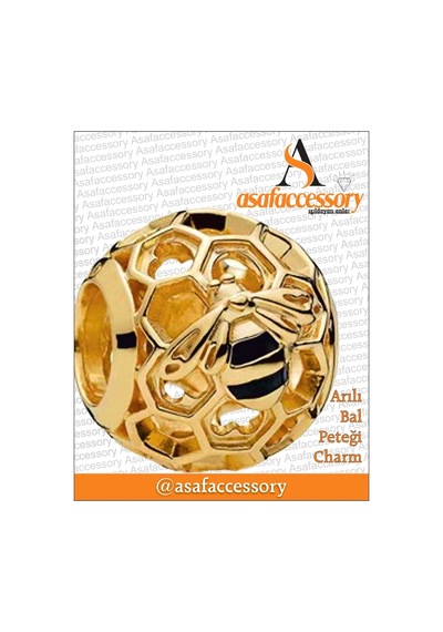 Arılı Bal Peteği Charm Asafaccessory Altın