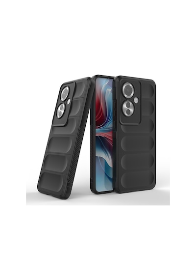Oppo Reno 11f 5g Kılıf Kamera Korumalı Esnek Silikon Parmak Şeritli Vardar Koyu Yeşil