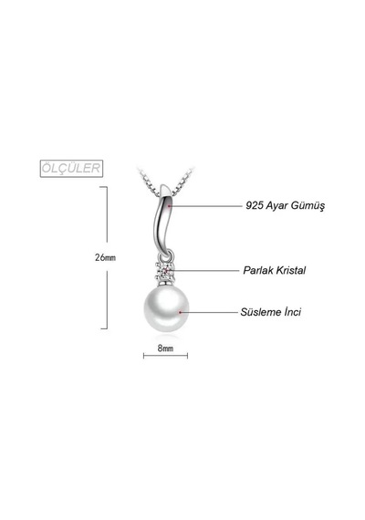 Kolye 925 Ayar Inci Taşlı Gümüş Kadın Hediye Diğer