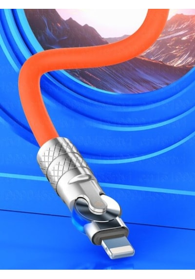 Apple Uyumlu iPhone Lightning Dönebilen Şarj Kablosu Oynar Başlıklı 1.2 Metre