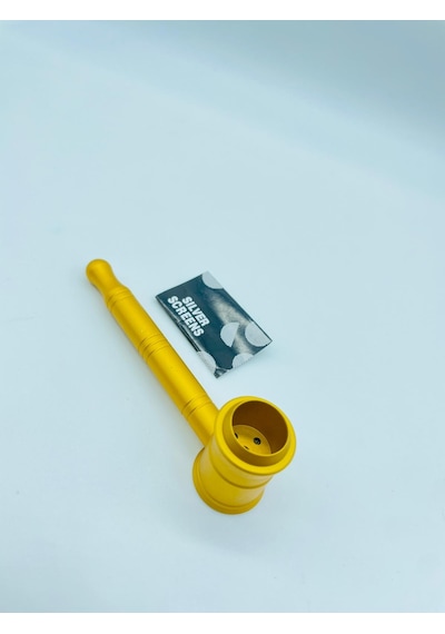 Alcan Metal Pipo Sarı 2 Parça Süzgeçli Pipe 10 CM