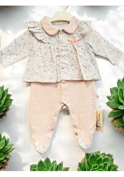 Bebe Ceyiz Sarayı Kız Bebek Yakalı Patikli Hırkalı Tulum-15116 SOMON