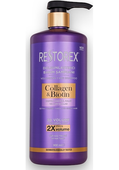 Restorex Collagen & Biotin Hacimsiz Saçlar Için Dolgunlaştırıcı Şampuan 900 ml