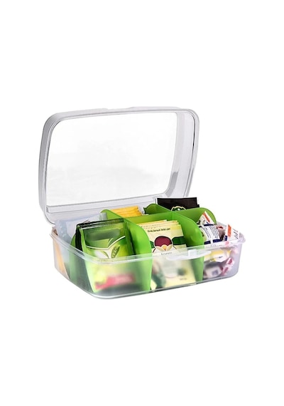 Premium Poşet Çay Saklama Kutusu 6 Bölmeli, Permium Organizer Plastik Turuncu Diğer