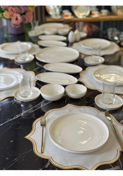 Lorelei 29 Parça Porselen Kahvaltı Takımı Silver-4804 Beyaz
