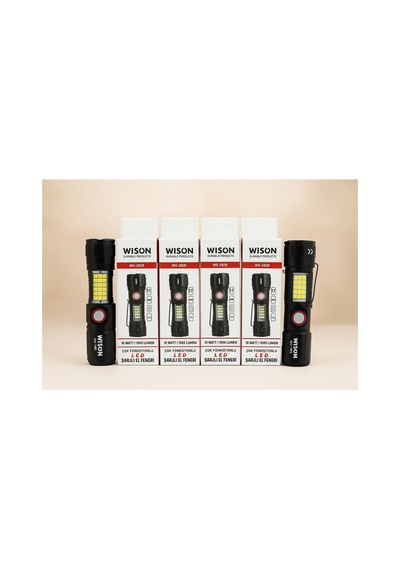 Ws-2828 Ultra Usb Şarjlı Polis El Feneri, Bekçi, Asker El Feneri Kırmızı Mavi Çakarlı 1000 Lümen Kırmızı