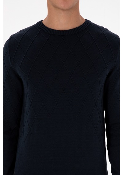U.S. Polo Assn. Erkek Slim Fit Bisiklet Yaka Desenli Açık Lacivert Kazak 50315748-VR059 U.S. Polo Assn. Erkek Slim Fit Bisiklet Yaka Desenli Açık Lacivert Kazak 50315748-VR059