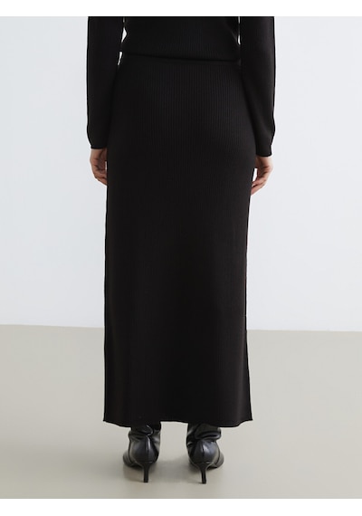 Lcw Modest Siyah Beli Lastikli Fitilli Triko Etek