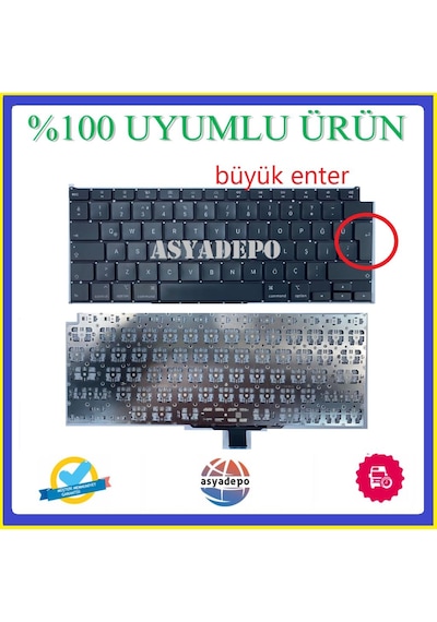 Apple Uyumlu MacBook A2179 Emc 3302 Klavye Tr Büyük Enter