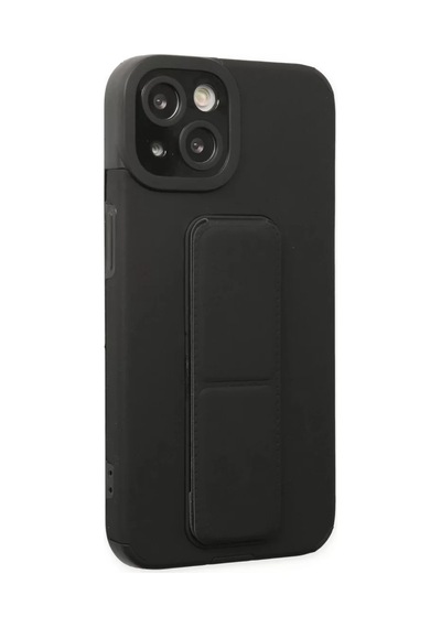 Newface Apple Uyumlu iPhone 14 Plus Kılıf Mega Standlı Silikon - Siyah Resimdeki