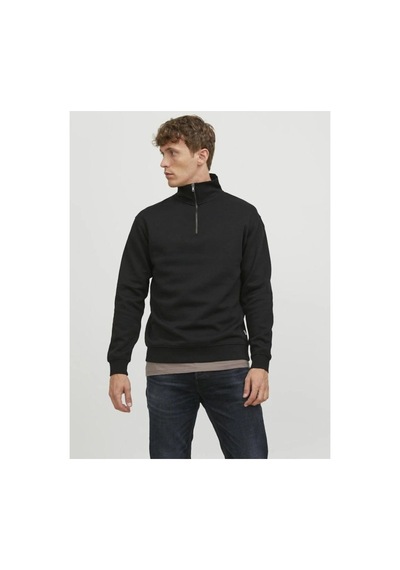 Jack & Jones Jack&jones 12250747 Jjebradley Sweat Half Zıp Black Erkek Sweatshirt Siyah