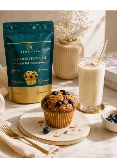 Kolajenli Ve Proteinli Kakaolu Muffin Kek Yulaf Unlu, Hurma Tozlu, Ham Kakaolu Pratik Toz Karışımı 100 G