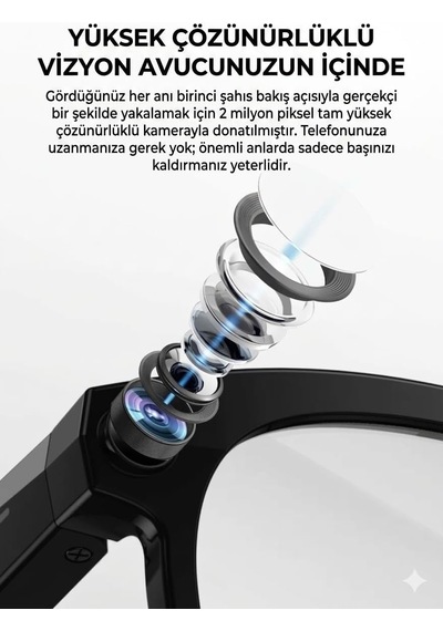 Arpag Import Kameralı Akıllı Gözlük, Bluetooth Bağlantılı, Hd Video Kayıt, Yapay Zeka Destekli