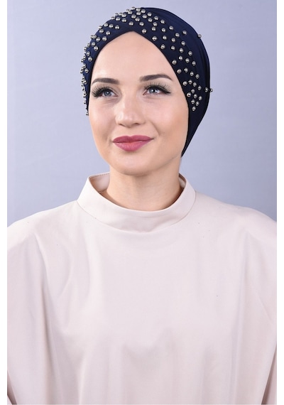 Melodi Scarf Kadın Tesettür İncili Taşlı Havuz Dış Bone Lacivert Lacivert Melodi Scarf Kadın Tesettür İncili Taşlı Havuz Dış Bone Lacivert Lacivert