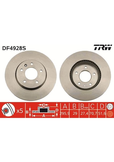Ön Fren Aynası Adet Antara 2.4-3.2 V6-2.0cdtı 06 Captıva 2.4-3.2-2.0d 06 296x29x5dlxhavalı 20955857-4801850-4808848-96625948