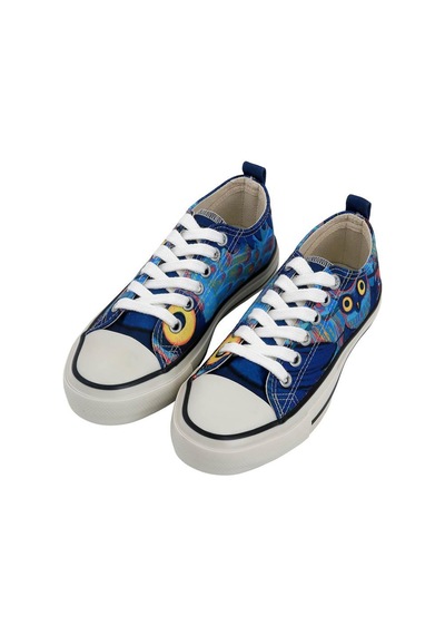 Kadın Vegan Lacivert Sneakers - Feathers Of The Owl Tasarım Çok Renkli