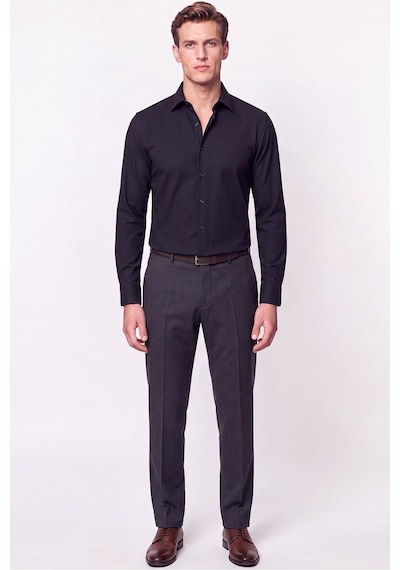 Slim Fit Modal Kumaş Siyah Gömlek G 1609
