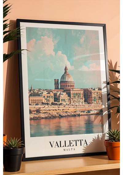 Valletta Malta Vintage Seyahat Posteri Çerçeveli Tablo - Premium Akdeniz Silüeti Elit Duvar Dekoru Siyah Valletta Malta Vintage Seyahat Posteri Çerçeveli Tablo - Premium Akdeniz Silüeti Elit Duvar Dekoru Siyah