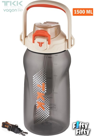 Tkk Tek Kapak Çift Kullanım Pipetli/rahat İçim Tritan Su Matarası-fftkk1027-1500 ML