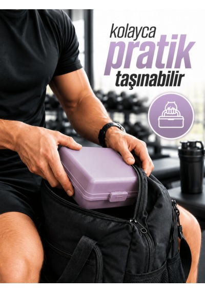 Beylini 2li Beslenme Kutusu Kilitli Klipsli Açılmaz Kapaklı Beslenme Kabı Sandviç Saklama Kutusu Okul Kreş Ofis Piknik Çocuk Yetişkin Saklama Kutusu Mor