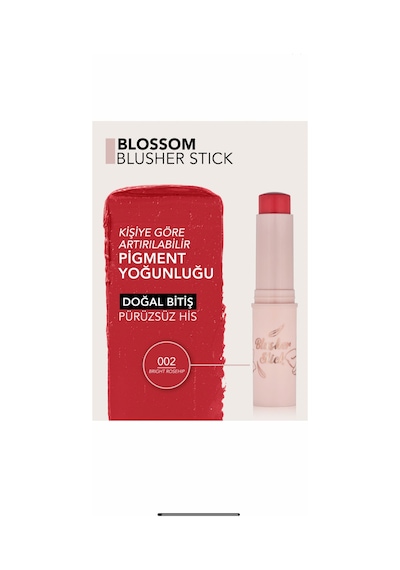 Flormar Blossom Hafif Yapılı & Doğal Bitişli Kat Kat Uygulanabilir Stick Allık 002 Brıght Rosehıp
