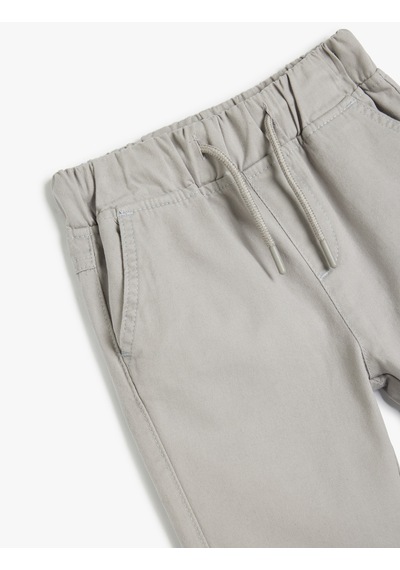 Koton Pamuklu Beli Bağlamalı Kargo Cepli Jogger Pantolon Gri 5skb40074tw Gri