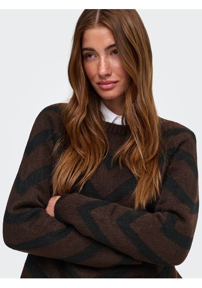 Only Onlelıza L/s Pullover Knt Noos Kahverengi Kadın Kazak 15191792