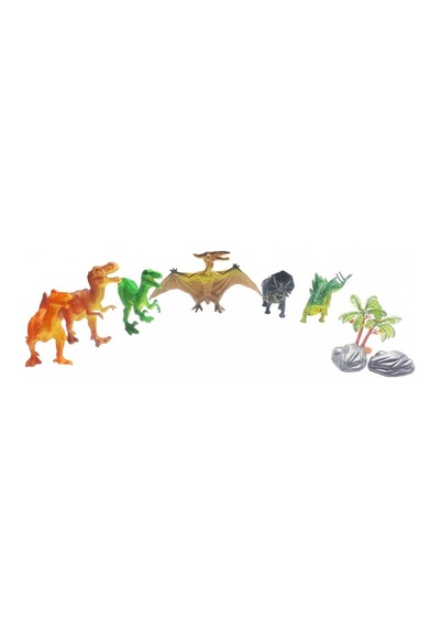 6'lı Gerçekçi Dinozor Figür Seti - Ağaç Ve Kaya Aksesuarlı Eğitici Oyuncak Dinozor Dünyası Hayvanlar