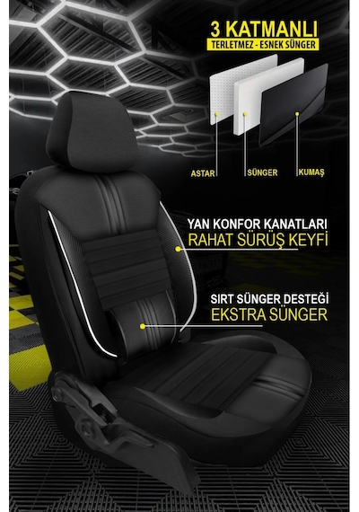 Dacia Duster Laureate 1.5 Dci 110 4x2 E2 I H Md 2013 Uyumlu Jakar Oto Kılıfı Tam Set Beyaz Detaylı