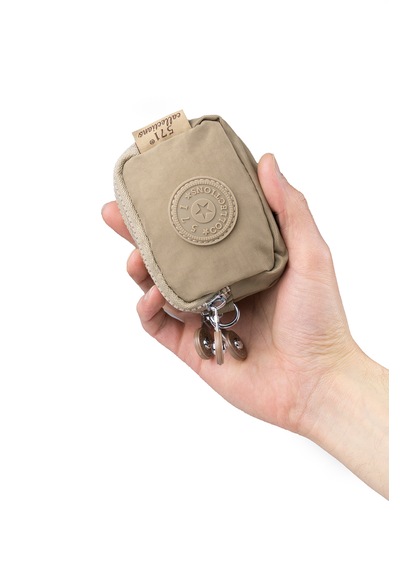 İmaks Mini Boy Krinkıl / Klinkır Kumaş 3 Fermuar Bileklik Askı Bozuk Para Cüzdan Makyaj Çanta 1415a Camel