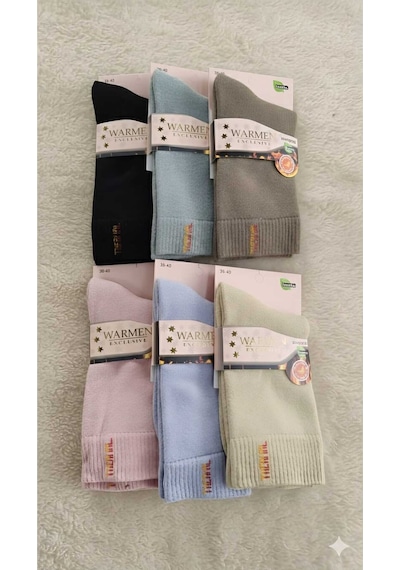 Kadın Bambu Thermal Havlu Çorap, Dikişsiz, Asorti 6'lı Paket, 36-40 Set 1
