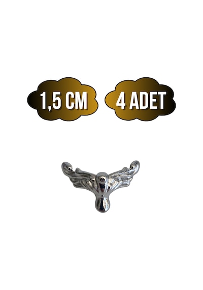 Anka 1.5cm Metal Ayak Çeyiz Ve Hediye Kutusu Mobilya Ayağı 1.5cm Gümüş 4 Adet Gümüş