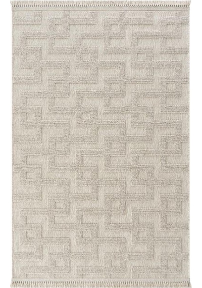 Çam Halı Enti Halı Togo 7510 Bej Geometrik Desenli Makine Halısı