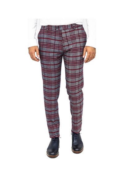 Wessi Ekose Desenli Slim Fit Koyu Mavi Erkek Pantolon Koyu Mavi