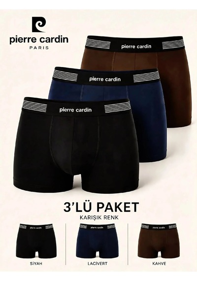 Pierre Cardin Pamuklu Erkek Boxer 3'lü Paket Siyah