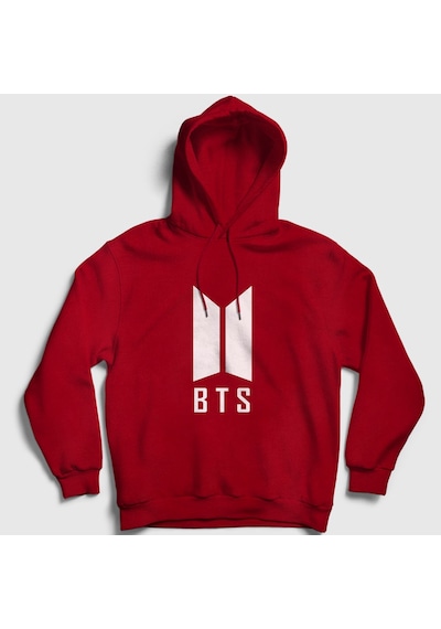 Presmono Unisex Doors Bts Kapüşonlu Sweatshirt Kırmızı