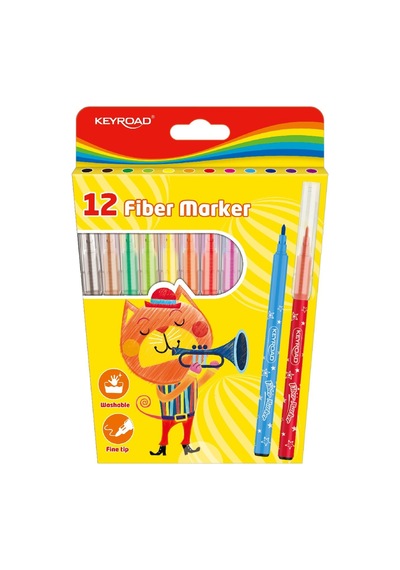 Keyroad Yıkanabilir Keçeli Kalem 12 Renk (KR971587)