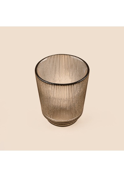 Deco Çizgili Bardak Mumluk - Füme - 11 Cm Çok Renkli