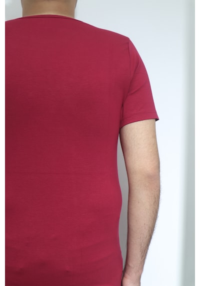 Santa Dmctekstil Erkek Düz Spor Kesim Dar Kalıp Bisiklet Yaka Basic T-shirt Bordo