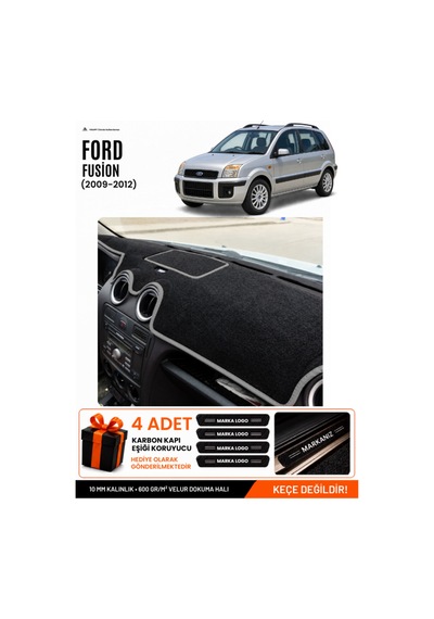 Ford Fusion 2009-2012 Uyumlu Torpido Koruma, Torpido Örtüsü, Torpido Kılıfı - Siyah Gri