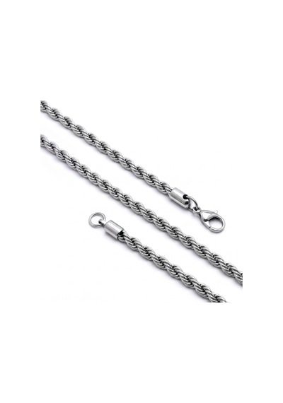 Moncuk Design Rope Halat Erkek Çelik Kolye 6mm 55cm Beyaz 3351eck033