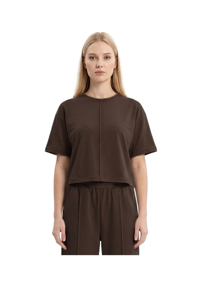 Cottonhıll Premium - Sway Collection Kahverengi Modal Bisiklet Yaka Nervür Dikiş Detaylı Tişört Cottonhıll Premium - Sway Collection Kahverengi Modal Bisiklet Yaka Nervür Dikiş Detaylı Tişört