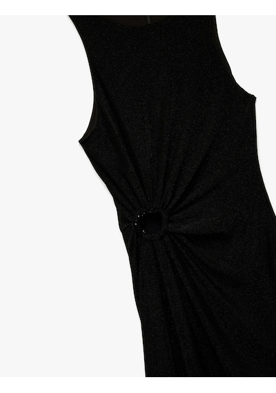 Koton Kolsuz Bisiklet Yaka Taş Detaylı Slim Fit Elbise Siyah 6wak80029fk Siyah
