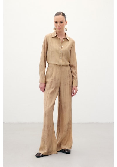 Sateen Desenli Salaş Pantolon - Camel-136278 Camel