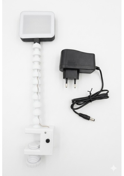 Esnek Gövdeli Led Masa Lambası 5w 6500k Beyaz Işık Kelepçeli Masa Kenarı 12v Adaptör Dahil