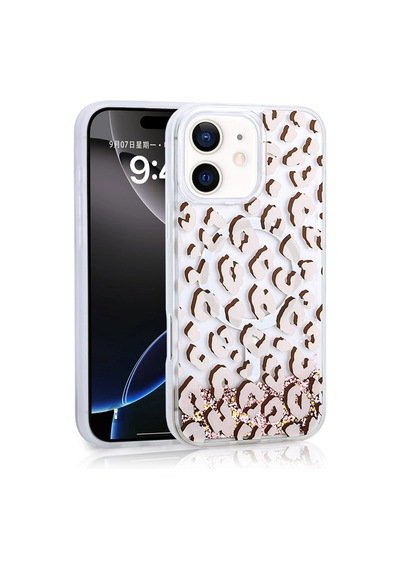 Apple Uyumlu iPhone 11 Kılıf Sıvılı Simli Baskılı Şeffaf Arka Yüzey Zore Mossa Silikon Kapak Çok Renkli