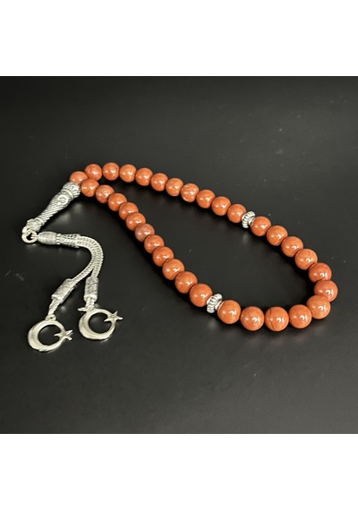 Yıldız Doğal Taş Kırmızı Jasper 8mm 33lük Doğal Taş Tesbih